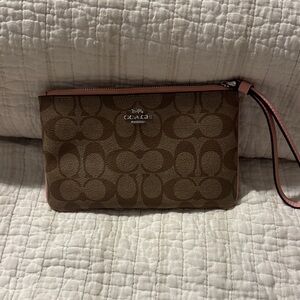 Coach Wristlet in Signature Canvas & Pink